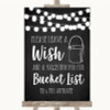 Chalk Style Black & White Lights Bucket List Customised Wedding Sign