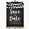 Chalk Style Black & White Lights Save The Date Customised Wedding Sign
