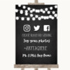 Chalk Style Black & White Lights Social Media Hashtag Photos Wedding Sign