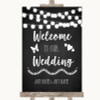 Chalk Style Black & White Lights Welcome To Our Wedding Sign