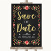 Chalk Style Blush Pink Rose & Gold Save The Date Customised Wedding Sign