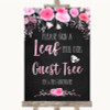 Chalk Style Watercolour Pink Floral Guest Tree Leaf Customised Wedding Sign