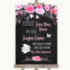 Chalk Style Watercolour Pink Floral Jenga Guest Book Customised Wedding Sign