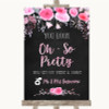 Chalk Style Watercolour Pink Floral Toilet Get Out & Dance Wedding Sign