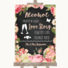 Chalkboard Style Pink Roses Alcohol Bar Love Story Customised Wedding Sign