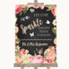 Chalkboard Style Pink Roses Let Love Sparkle Sparkler Send Off Wedding Sign