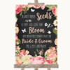 Chalkboard Style Pink Roses Plant Seeds Favours Customised Wedding Sign