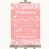 Coral Burlap & Lace Welcome Order Of The Day Customised Wedding Sign