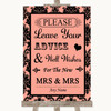 Coral Damask Guestbook Advice & Wishes Lesbian Customised Wedding Sign