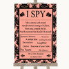 Coral Damask I Spy Disposable Camera Customised Wedding Sign