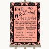 Coral Damask Signature Favourite Drinks Customised Wedding Sign