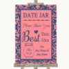 Coral Pink & Blue Date Jar Guestbook Customised Wedding Sign