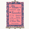 Coral Pink & Blue I Love You Message For Mum Customised Wedding Sign