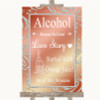 Coral Pink Alcohol Bar Love Story Customised Wedding Sign