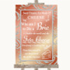 Coral Pink Cheese Board Song Customised Wedding Sign