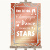 Coral Pink Drink Champagne Dance Stars Customised Wedding Sign