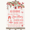 Coral Rustic Wood Alcohol Bar Love Story Customised Wedding Sign