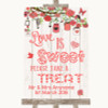 Coral Rustic Wood Love Is Sweet Take A Treat Candy Buffet Wedding Sign