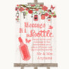 Coral Rustic Wood Message In A Bottle Customised Wedding Sign