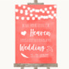 Coral Watercolour Lights Heaven Loved Ones Customised Wedding Sign