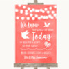 Coral Watercolour Lights Loved Ones In Heaven Customised Wedding Sign