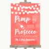 Coral Watercolour Lights Pimp Your Prosecco Customised Wedding Sign