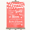 Coral Watercolour Lights Plant Seeds Favours Customised Wedding Sign