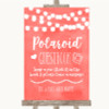 Coral Watercolour Lights Polaroid Guestbook Customised Wedding Sign