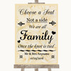 Cream Roses Choose A Seat We Are All Family Customised Wedding Sign