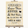 Cream Roses Guestbook Advice & Wishes Lesbian Customised Wedding Sign