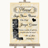 Cream Roses Jenga Guest Book Customised Wedding Sign
