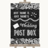 Dark Grey Burlap & Lace Card Post Box Customised Wedding Sign