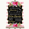 Gold & Pink Stripes Cheeseboard Cheese Song Customised Wedding Sign