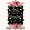 Gold & Pink Stripes Don't Post Photos Online Social Media Wedding Sign