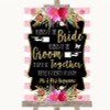 Gold & Pink Stripes Friends Of The Bride Groom Seating Customised Wedding Sign