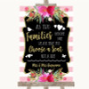 Gold & Pink Stripes As Families Become One Seating Plan Wedding Sign