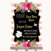 Gold & Pink Stripes Jenga Guest Book Customised Wedding Sign