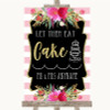 Gold & Pink Stripes Let Them Eat Cake Customised Wedding Sign