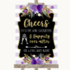 Gold & Purple Stripes Cheers To Love Customised Wedding Sign