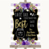 Gold & Purple Stripes Date Jar Guestbook Customised Wedding Sign