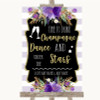Gold & Purple Stripes Drink Champagne Dance Stars Customised Wedding Sign