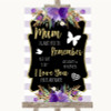 Gold & Purple Stripes I Love You Message For Mum Customised Wedding Sign
