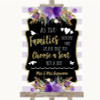Gold & Purple Stripes As Families Become One Seating Plan Wedding Sign