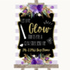 Gold & Purple Stripes Let Love Glow Glowstick Customised Wedding Sign