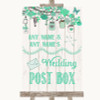 Green Rustic Wood Card Post Box Customised Wedding Sign