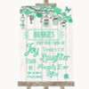 Green Rustic Wood Hankies And Tissues Customised Wedding Sign
