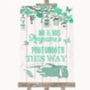 Green Rustic Wood Photobooth This Way Left Customised Wedding Sign