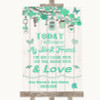 Green Rustic Wood Today I Marry My Best Friend Customised Wedding Sign