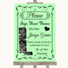 Green Jenga Guest Book Customised Wedding Sign