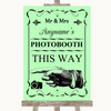 Green Photobooth This Way Left Customised Wedding Sign